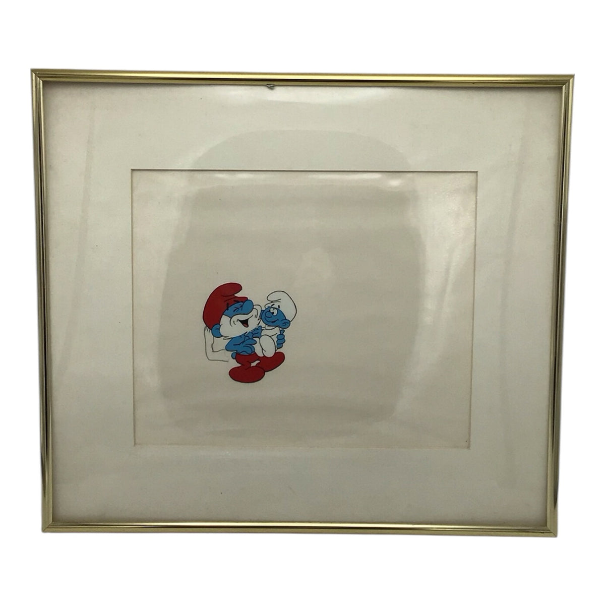Framed Vintage Smurfs Papa Smurf Animation Cell