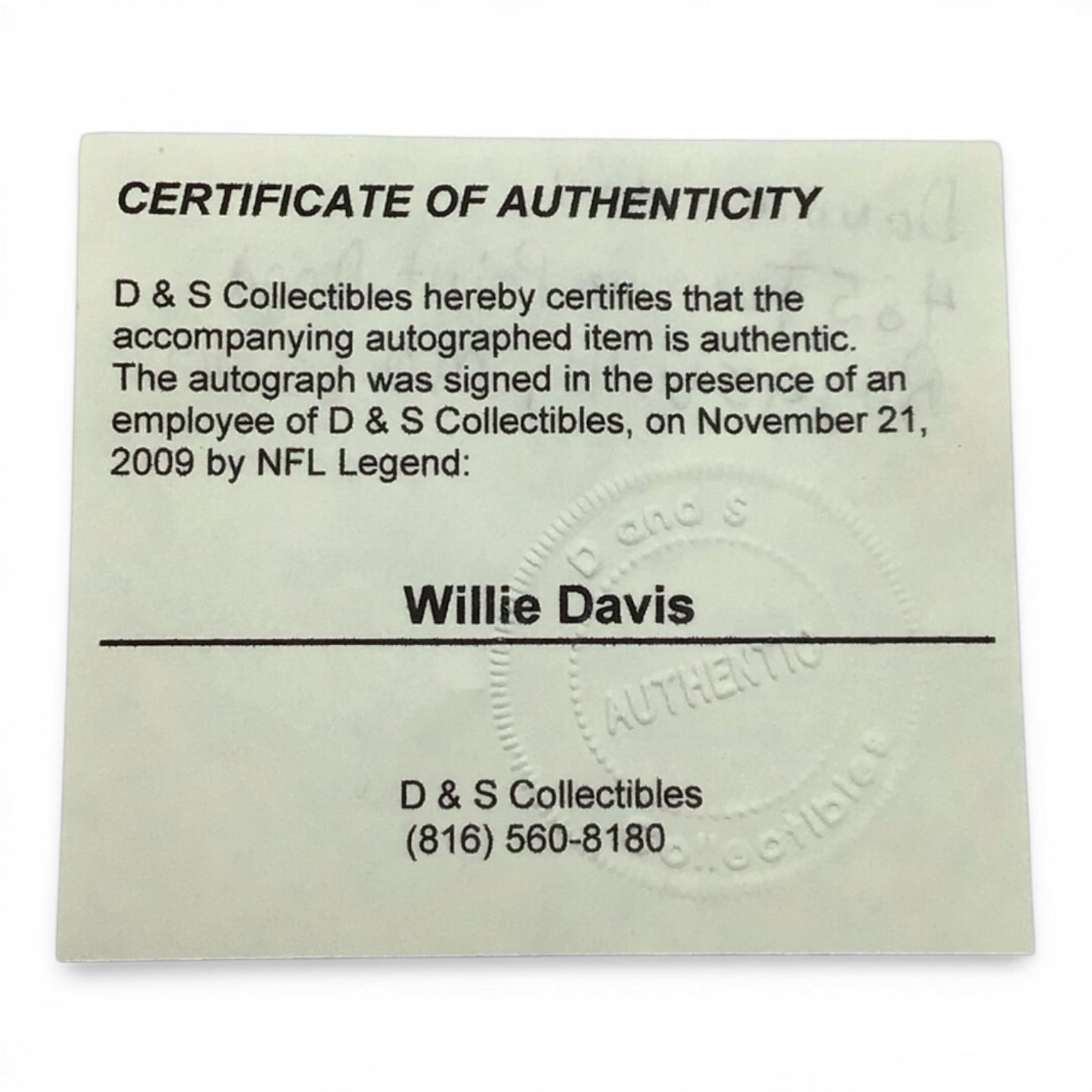 Framed Willie Davis Signed Photo