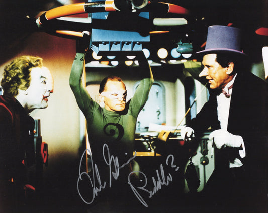 Frank Gorshin Signed Photo 8x10, Frank Gorshin Autograph as The Riddler from Batman with Penguin and Joker, PSA Letter Certified Authentic