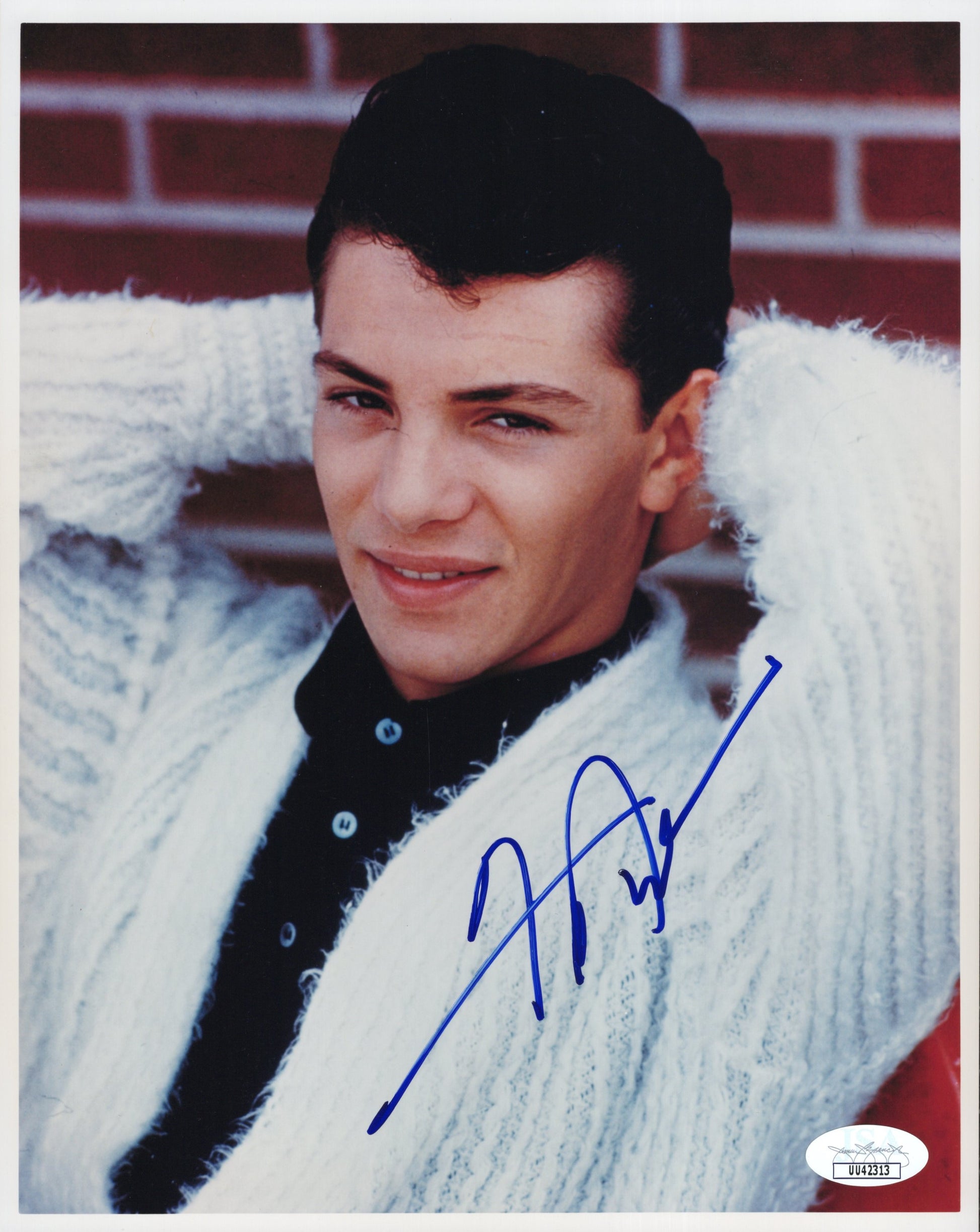 Frankie Avalon Signed Photo 8x10, Frankie Avalon Autograph in Fuzzy White Sweater, JSA and PSA Letter Double Certified Authentic UU42313