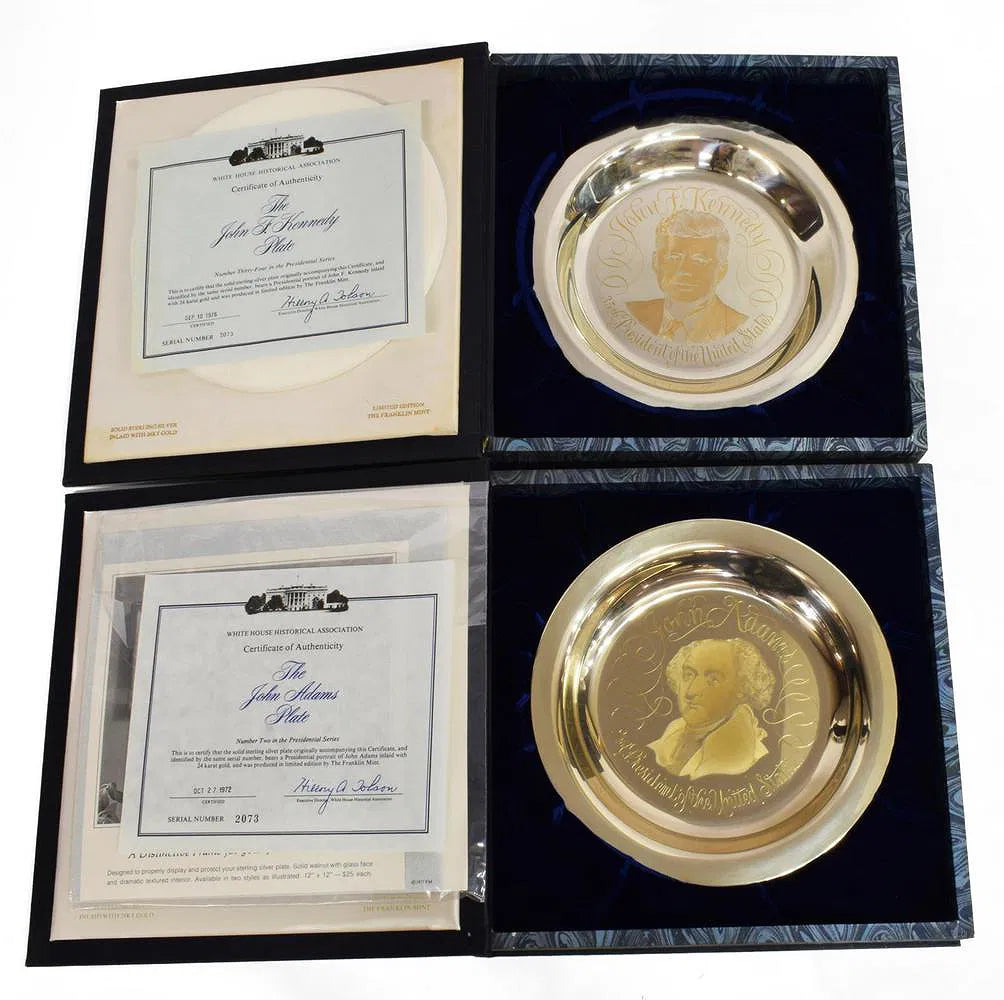 Franklin Mint Silver Presidential Commemorative Plates Collection w/ COA's