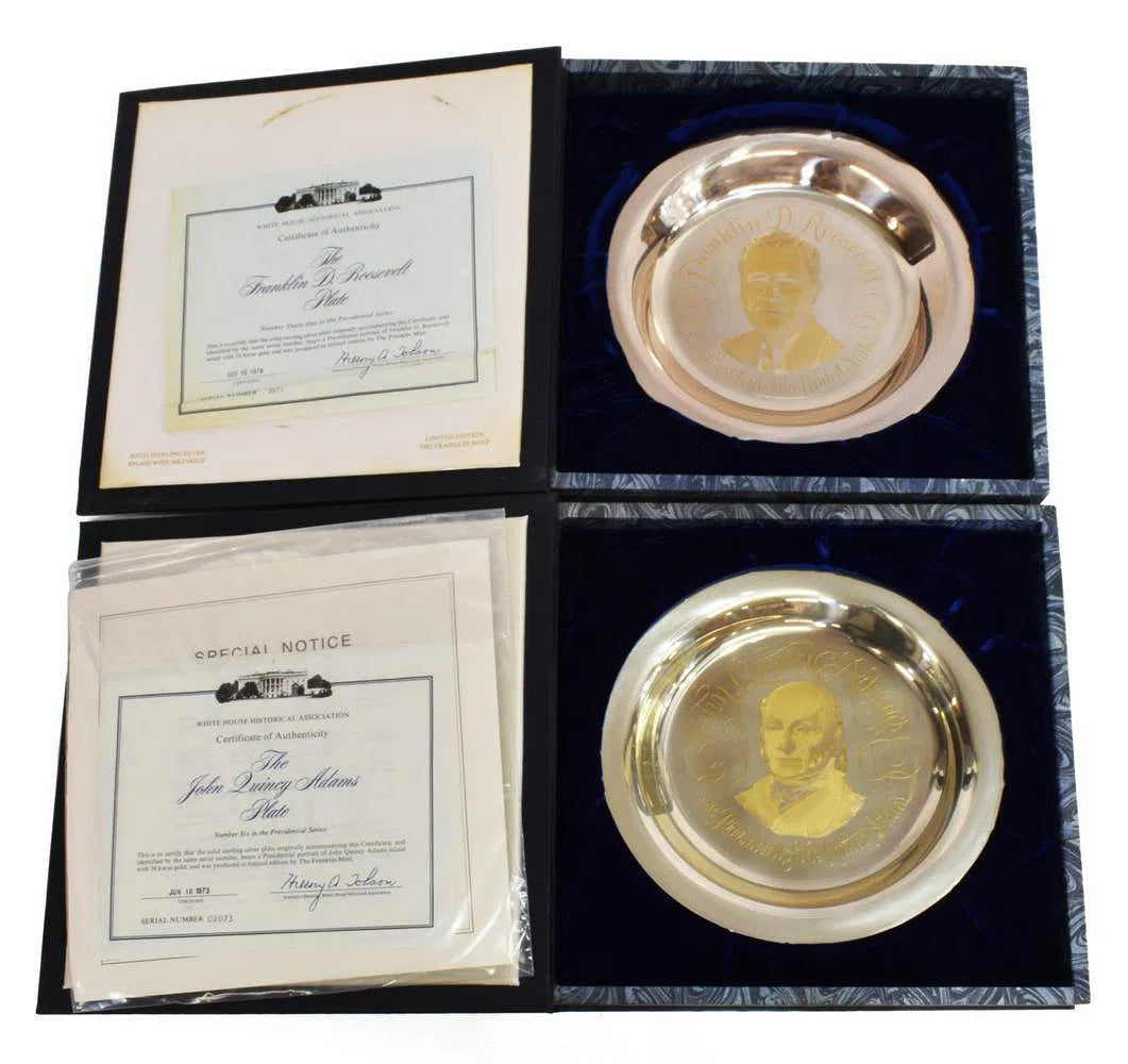 Franklin Mint Silver Presidential Commemorative Plates Collection w/ COA's