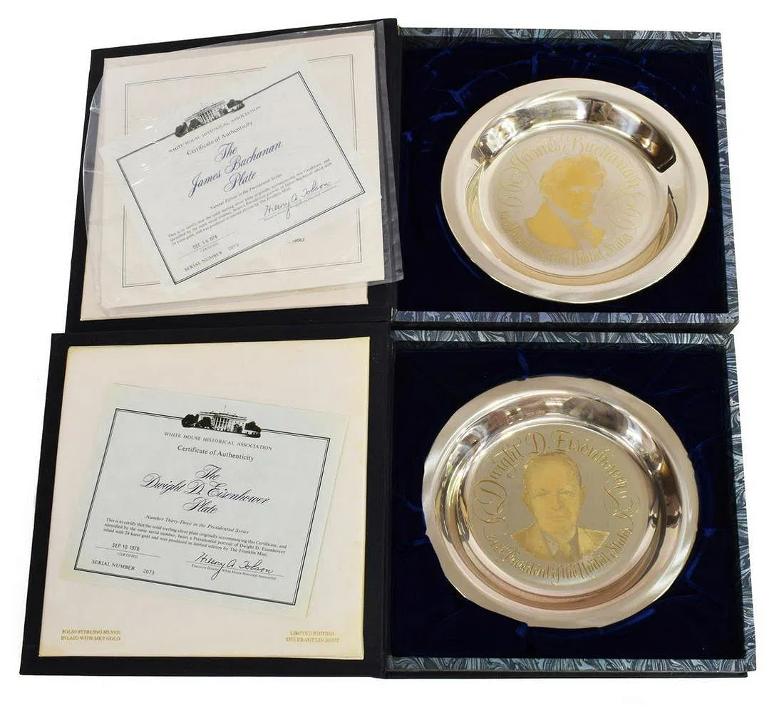 Franklin Mint Silver Presidential Commemorative Plates Collection w/ COA's