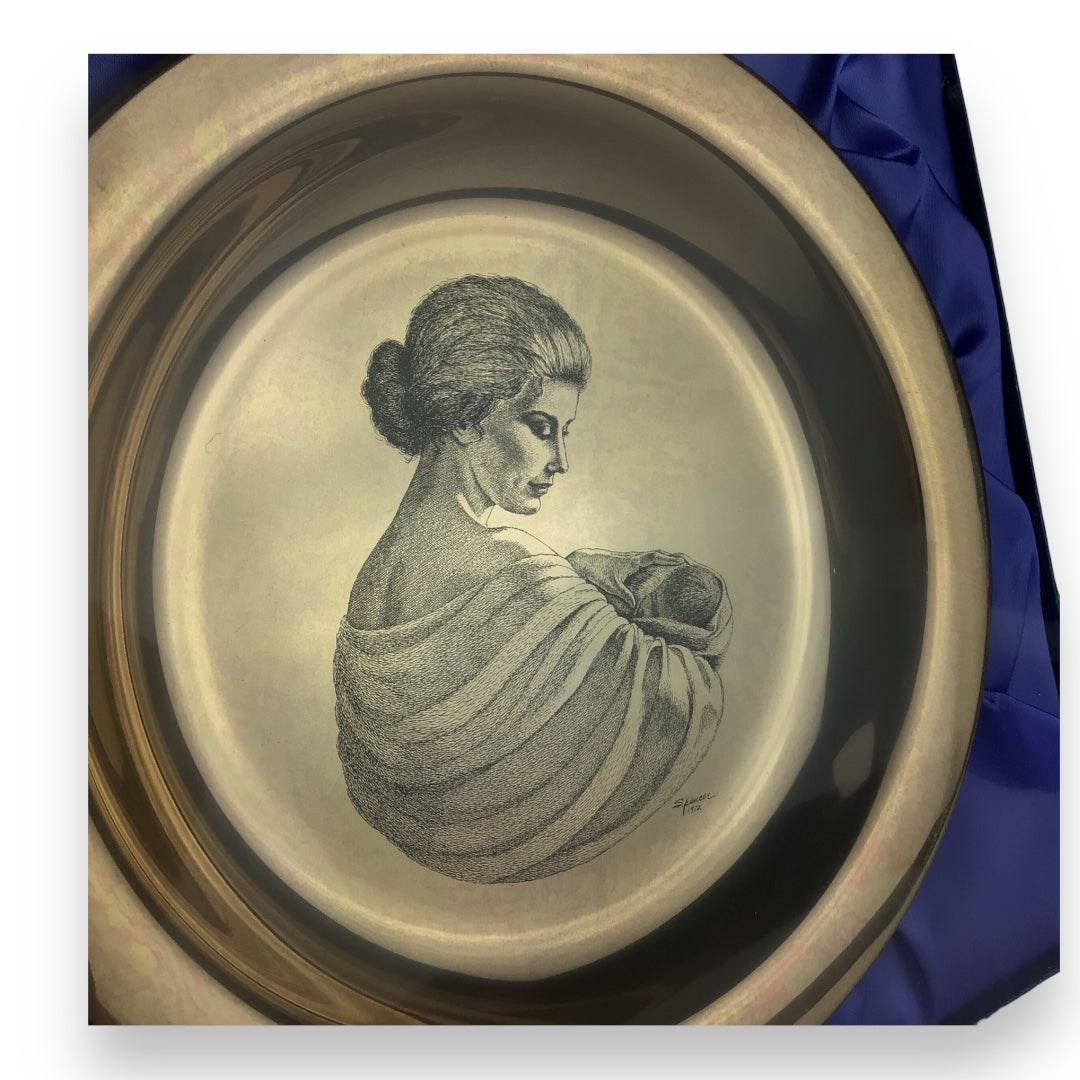 Franklin Mint Sterling Silver Collector’s Plate - “Mother and Child” by Irene Spencer (1972)