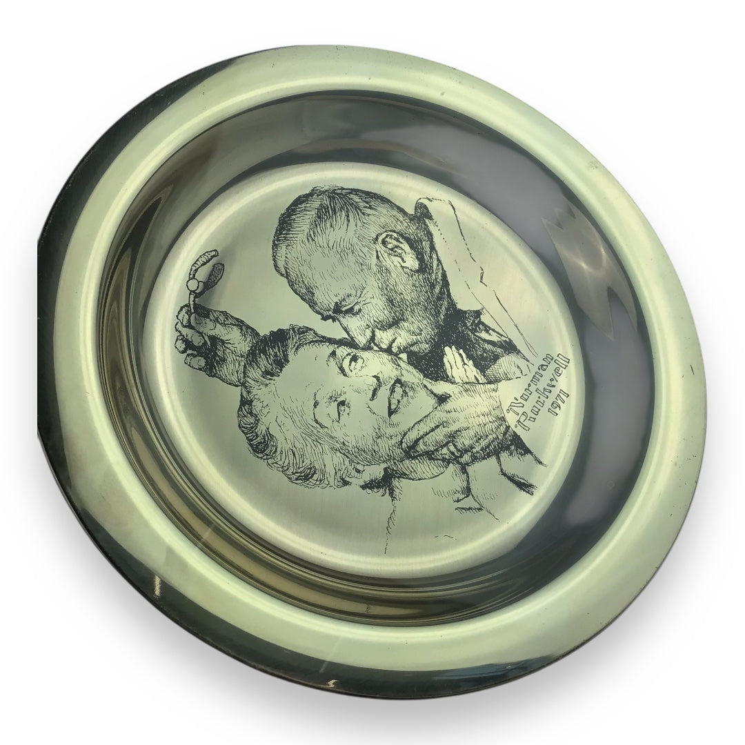 Franklin Mint Sterling Silver Collector’s Plate - Norman Rockwell “Under the Mistletoe” (1971, Limited Edition)