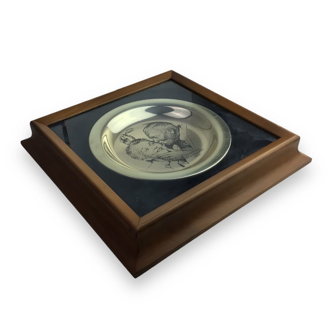 Franklin Mint Sterling Silver Collector’s Plate - Norman Rockwell “Under the Mistletoe” (1971, Limited Edition)