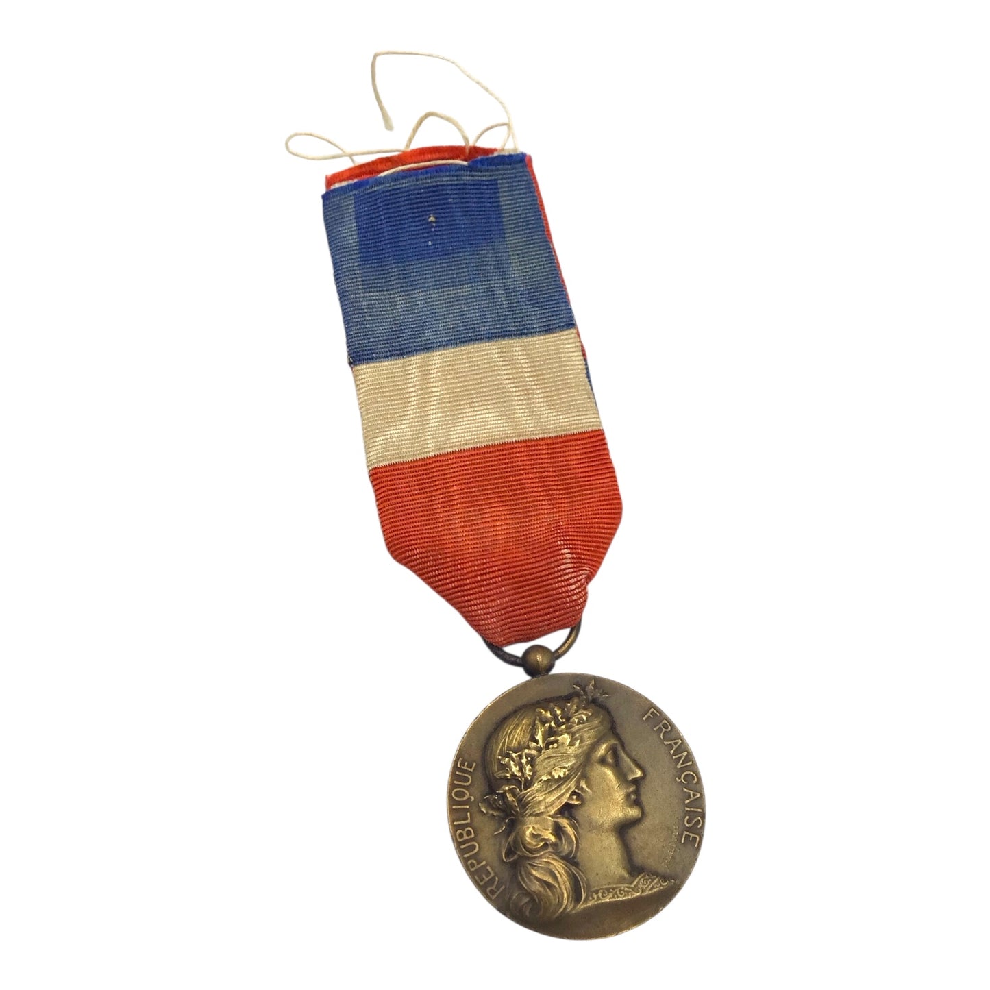 French Bronze Medal of Honor with Silk Ribbon – RARE as it is named to E. Viguier - Dated 1938