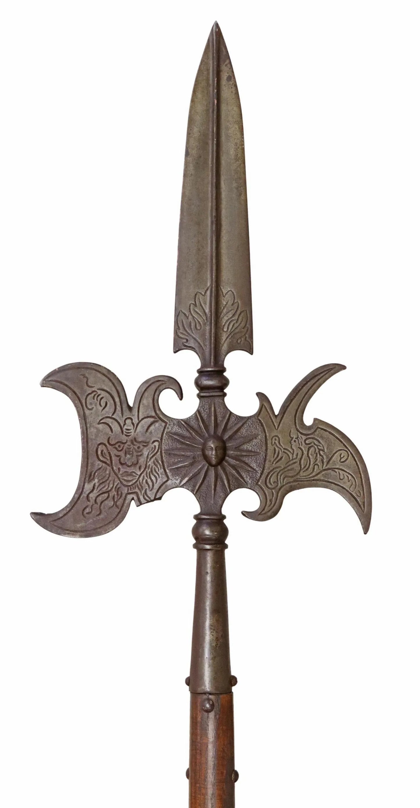 French Renaissance Style Ceremonial Halberd with Butt Plate Lizard Sticker point complete shaft