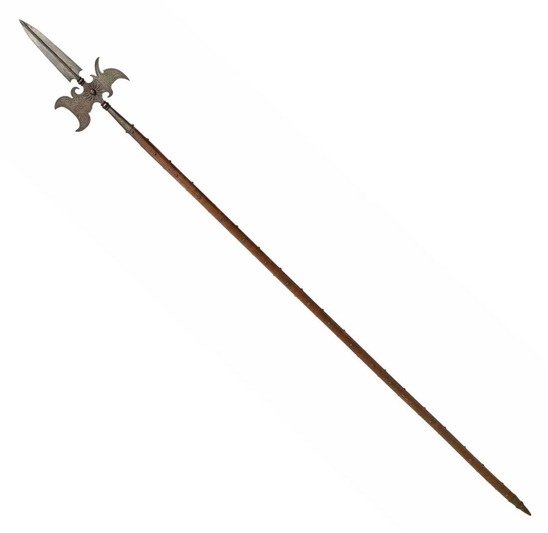 French Renaissance Style Ceremonial Halberd with Butt Plate Lizard Sticker point complete shaft