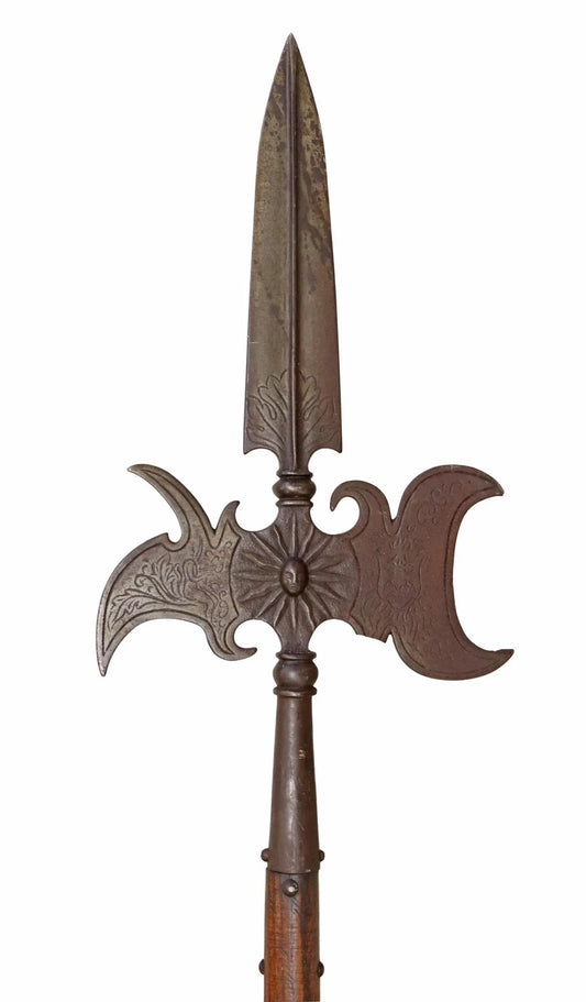 French Renaissance Style Ceremonial Halberd with Butt Plate Lizard Sticker point complete shaft