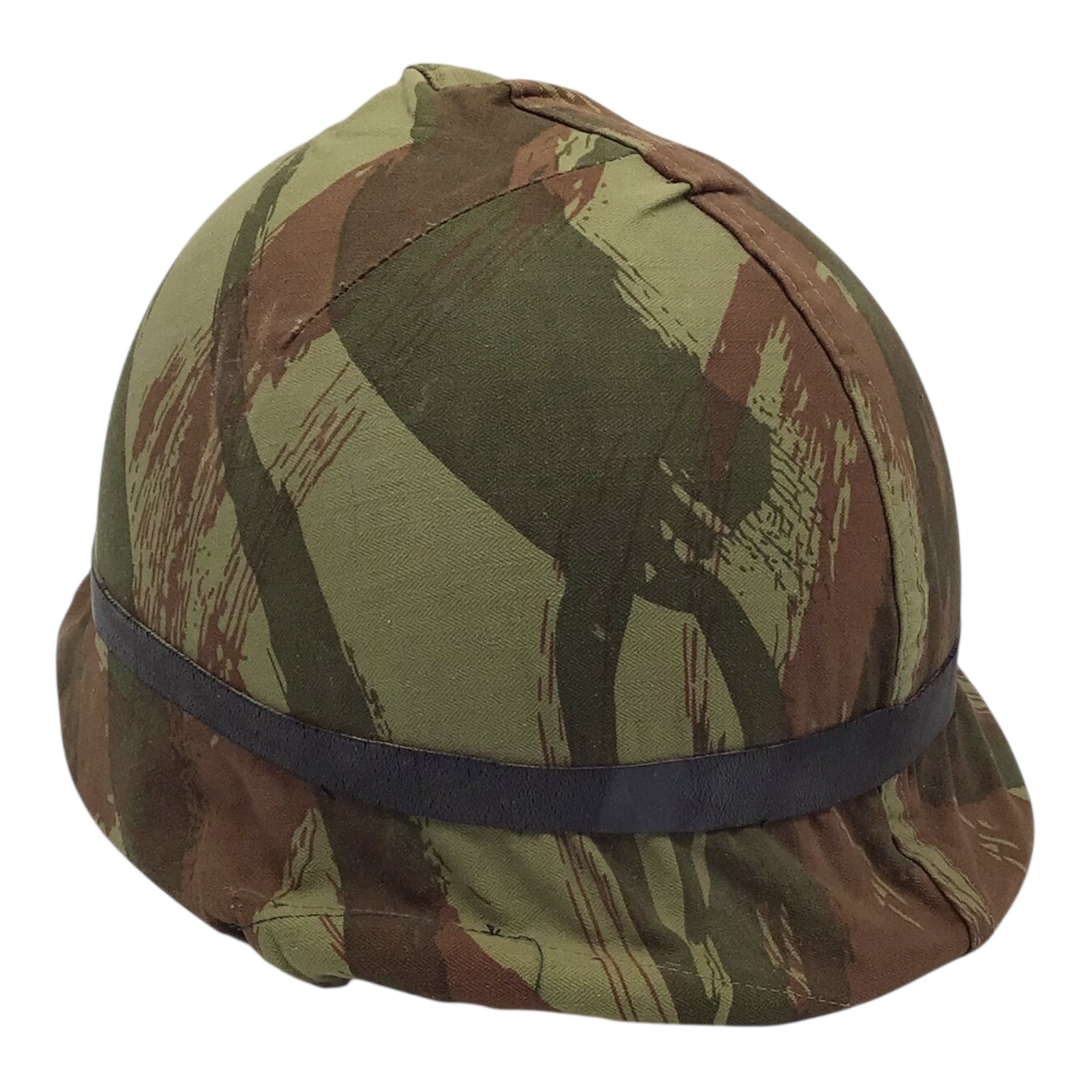 French Vietnam War Era M-1951 Helmet with Shell Liner and Rare Camo Cover Named