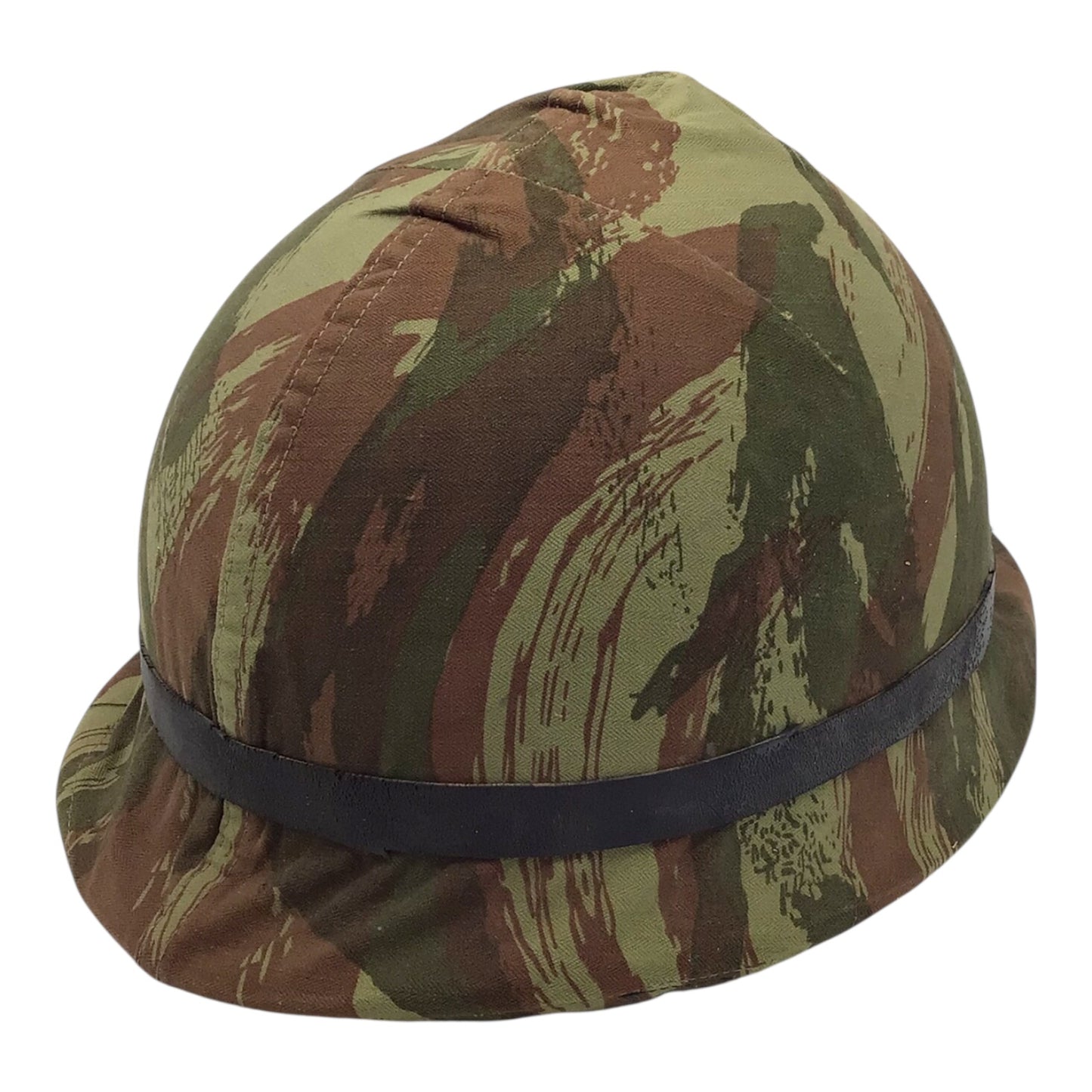 French Vietnam War Era M-1951 Helmet with Shell Liner and Rare Camo Cover Named