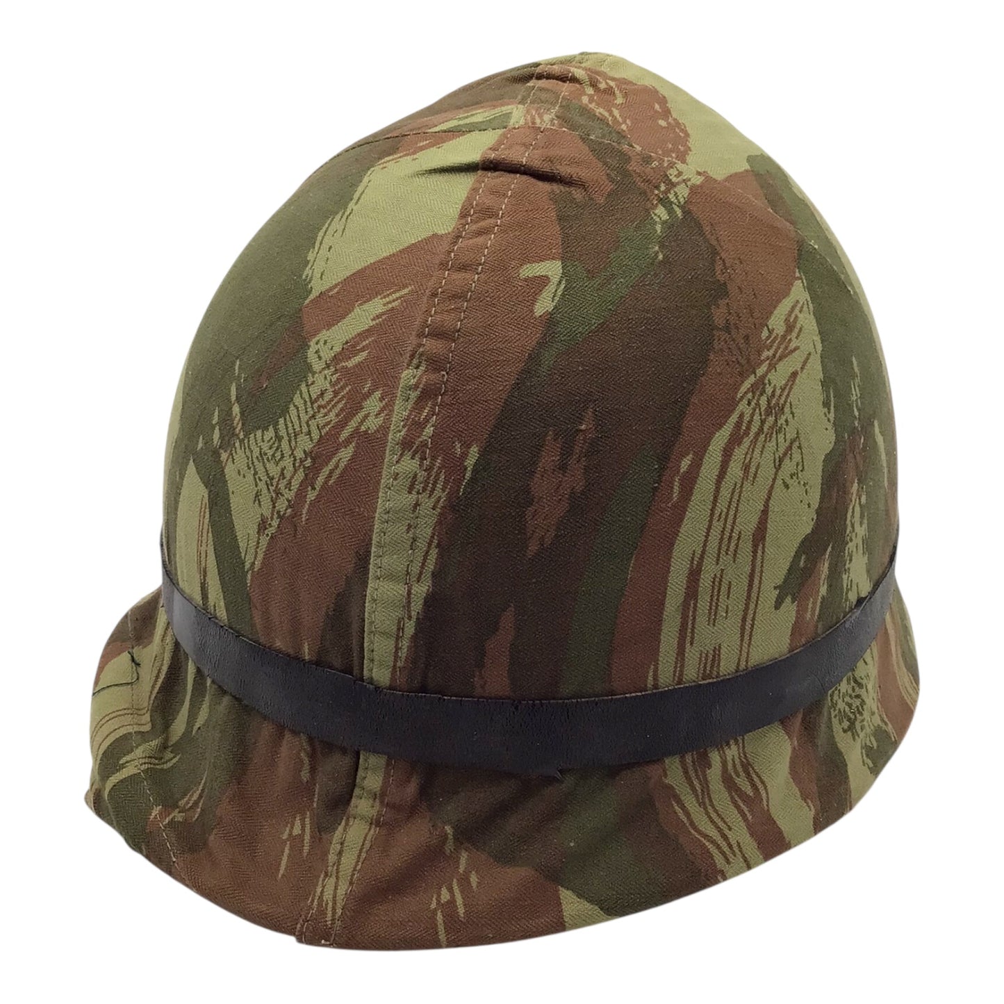 French Vietnam War Era M-1951 Helmet with Shell Liner and Rare Camo Cover Named