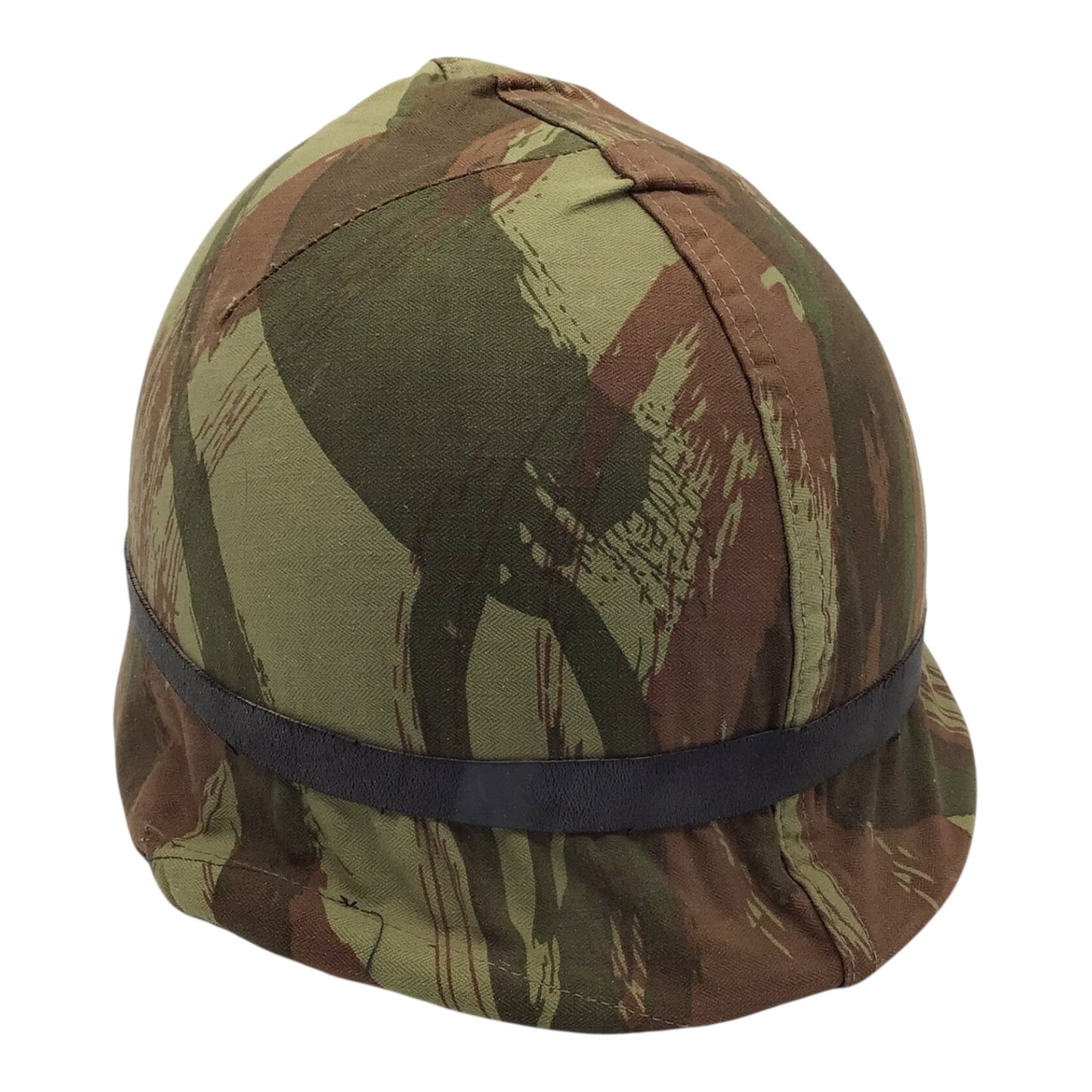 French Vietnam War Era M-1951 Helmet with Shell Liner and Rare Camo Cover Named