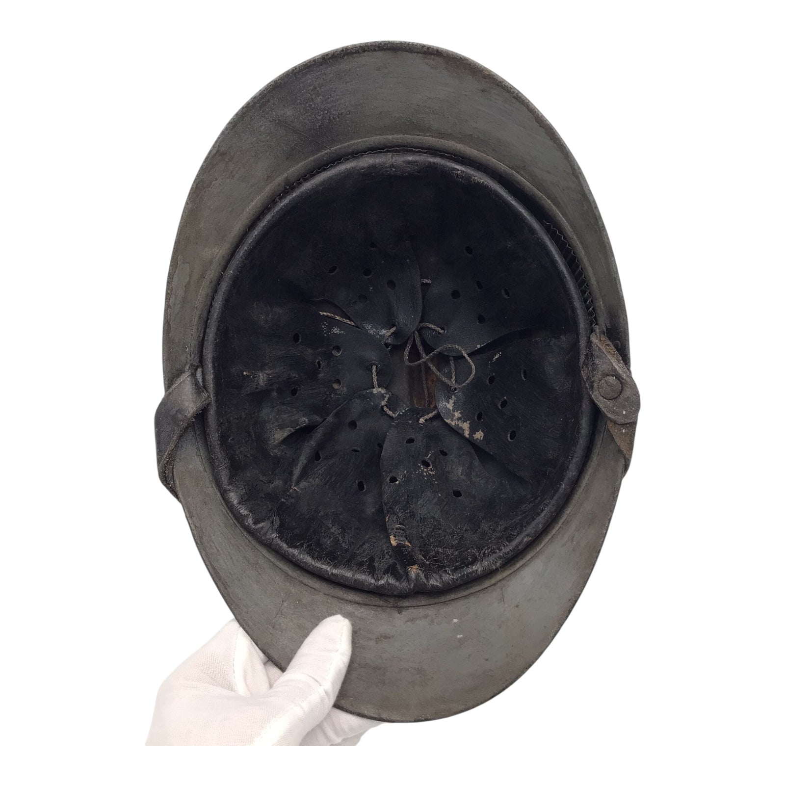 French WW2 Adrian Infantry Helmet with RF & Grenade Insignia – Complete Liner & Chinstrap