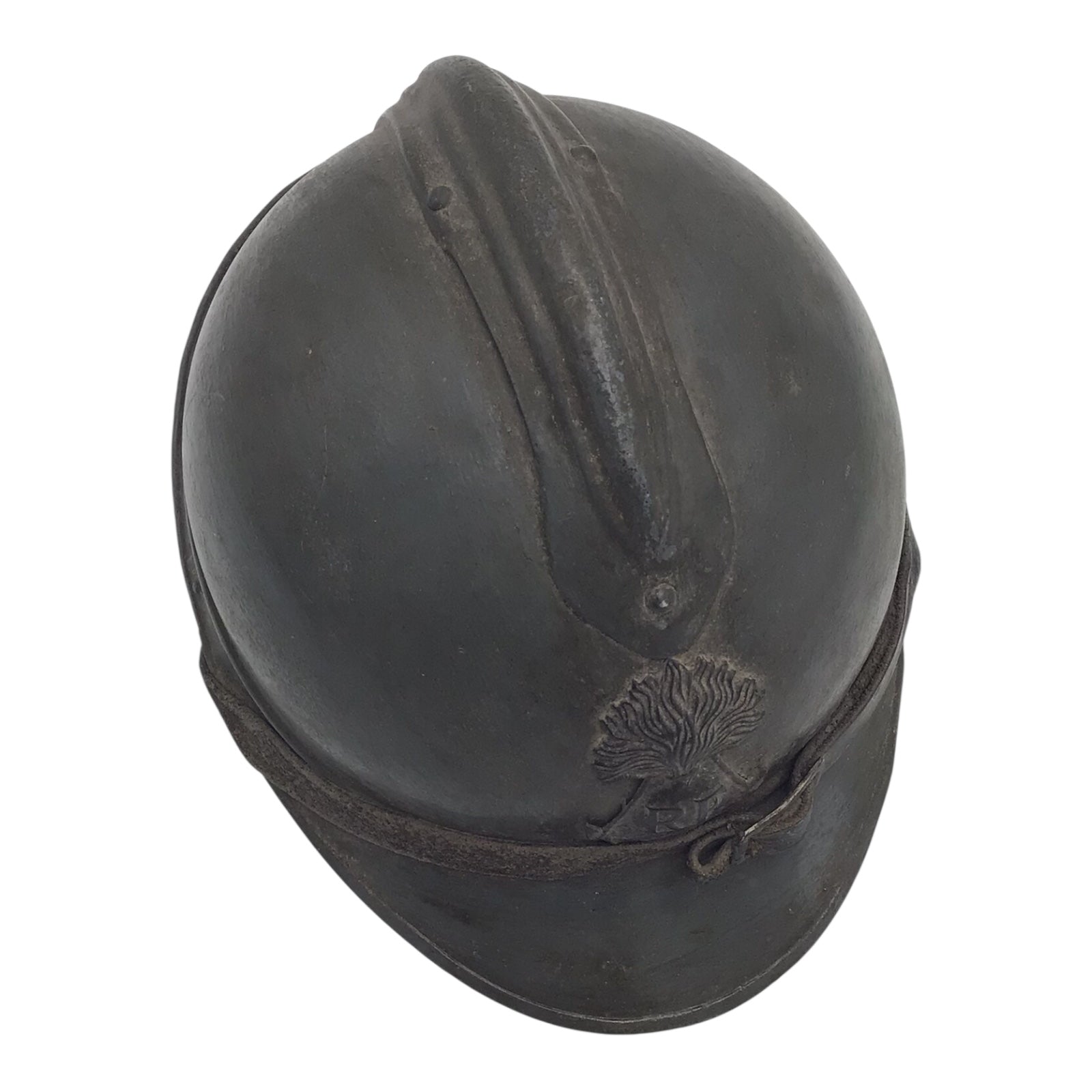 French WW2 Adrian Infantry Helmet with RF & Grenade Insignia – Complete Liner & Chinstrap