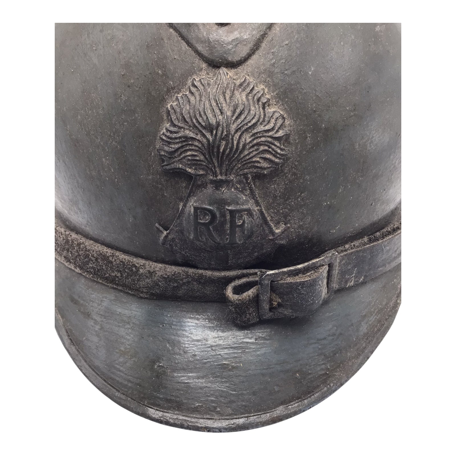 French WW2 Adrian Infantry Helmet with RF & Grenade Insignia – Complete Liner & Chinstrap