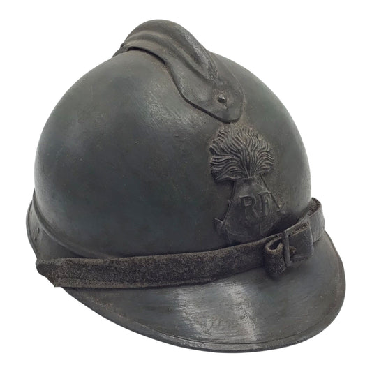 French WW2 Adrian Infantry Helmet with RF & Grenade Insignia – Complete Liner & Chinstrap