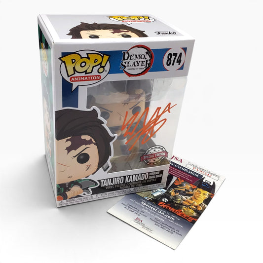 Funko POP! Demon Slayer Tanjiro Kamado #874 (Hinokami Kagura Dance) – Signed by Zach Aguilar - JSA COA