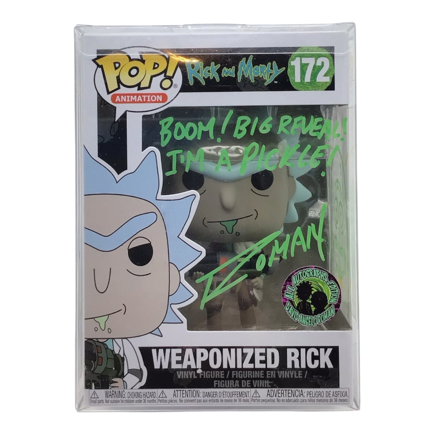 Funko Pop! Rick & Morty Weaponized Rick #172 Signed by David Angelo Roman