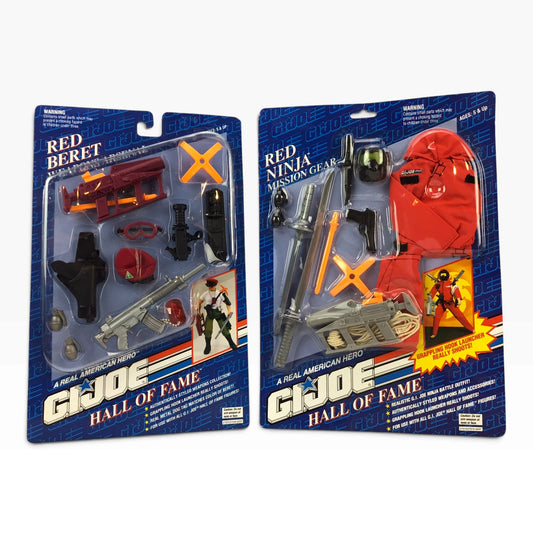 GI Joe Red Beret Weapons Arsenal and Red Ninja Mission Gear Sets (1993) – Hasbro Hall of Fame #27531, #27513