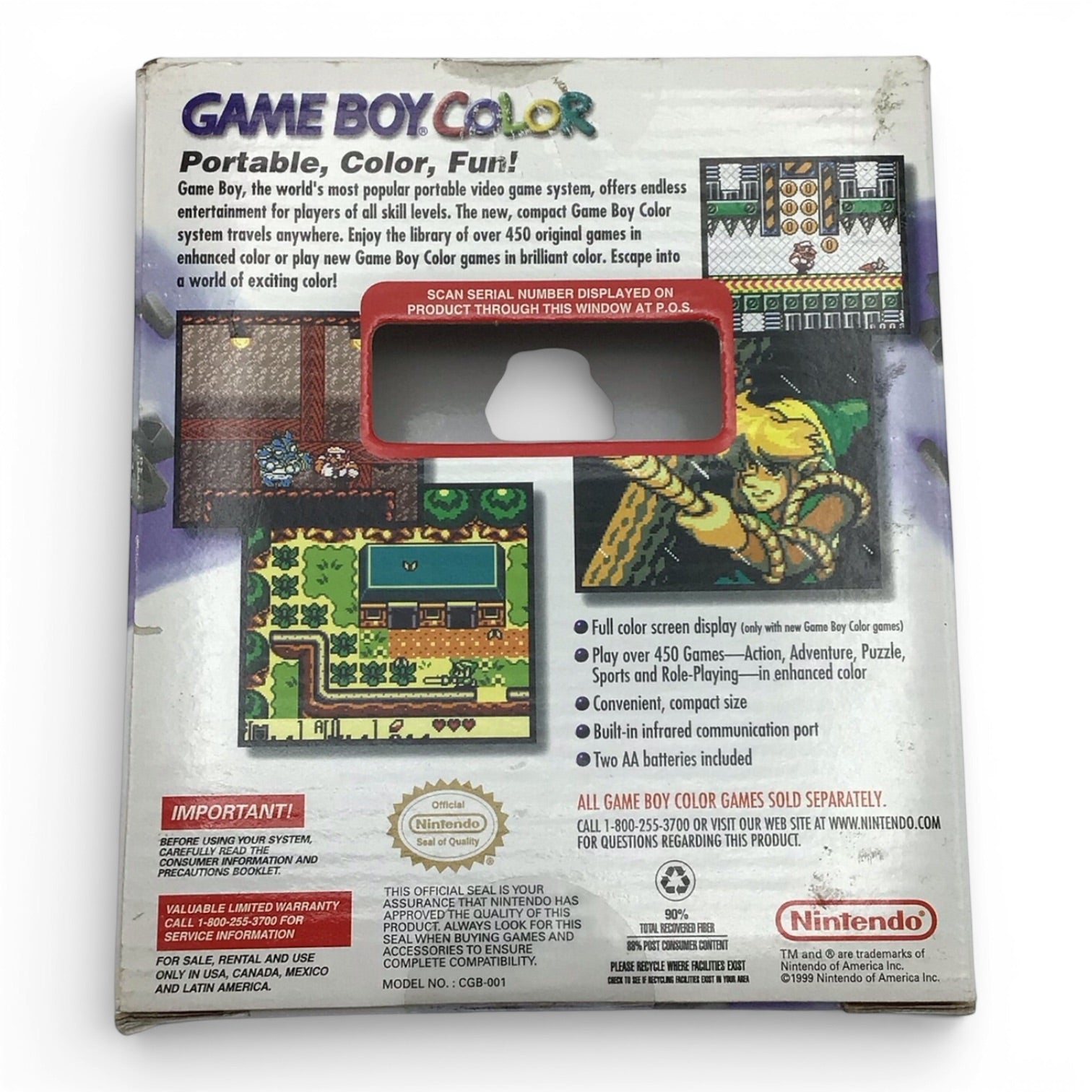 GameBoy Color 1999 Purple - BOX & MANUALS ONLY