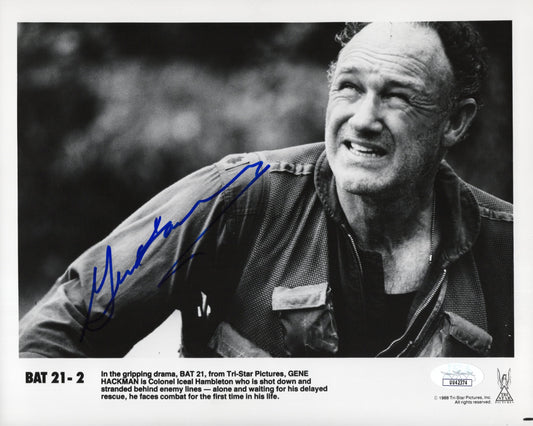 Gene Hackman Signed Photo 8x10, Gene Hackman Autograph as Colonel Iceal Hambleton in Bat 21 1988 Promotional Photo, JSA and PSA Letter Double Certified Authentic UU42374