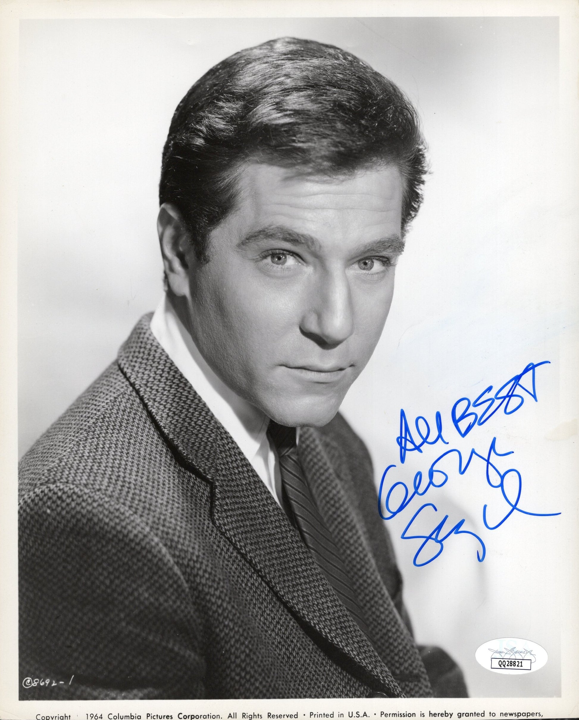 George Segal Signed Photo 8x10, Personalized "All Best", JSA and PSA Letter Double Certified Authentic QQ28821