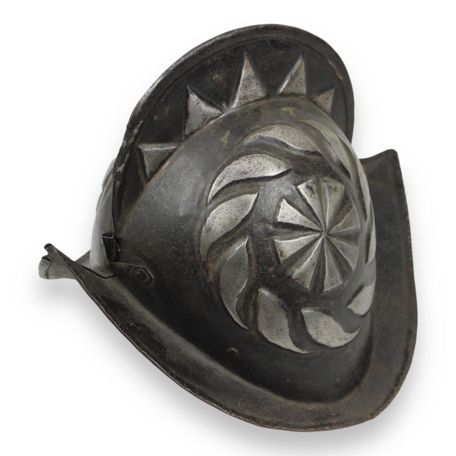 German Black and White Morion Helmet (Late 16th–Early 17th Century)