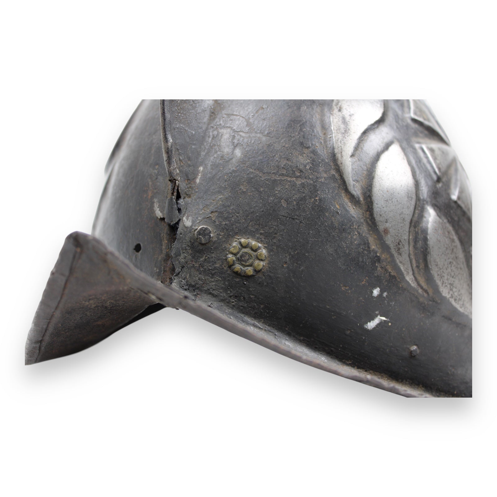 German Black and White Morion Helmet (Late 16th–Early 17th Century)