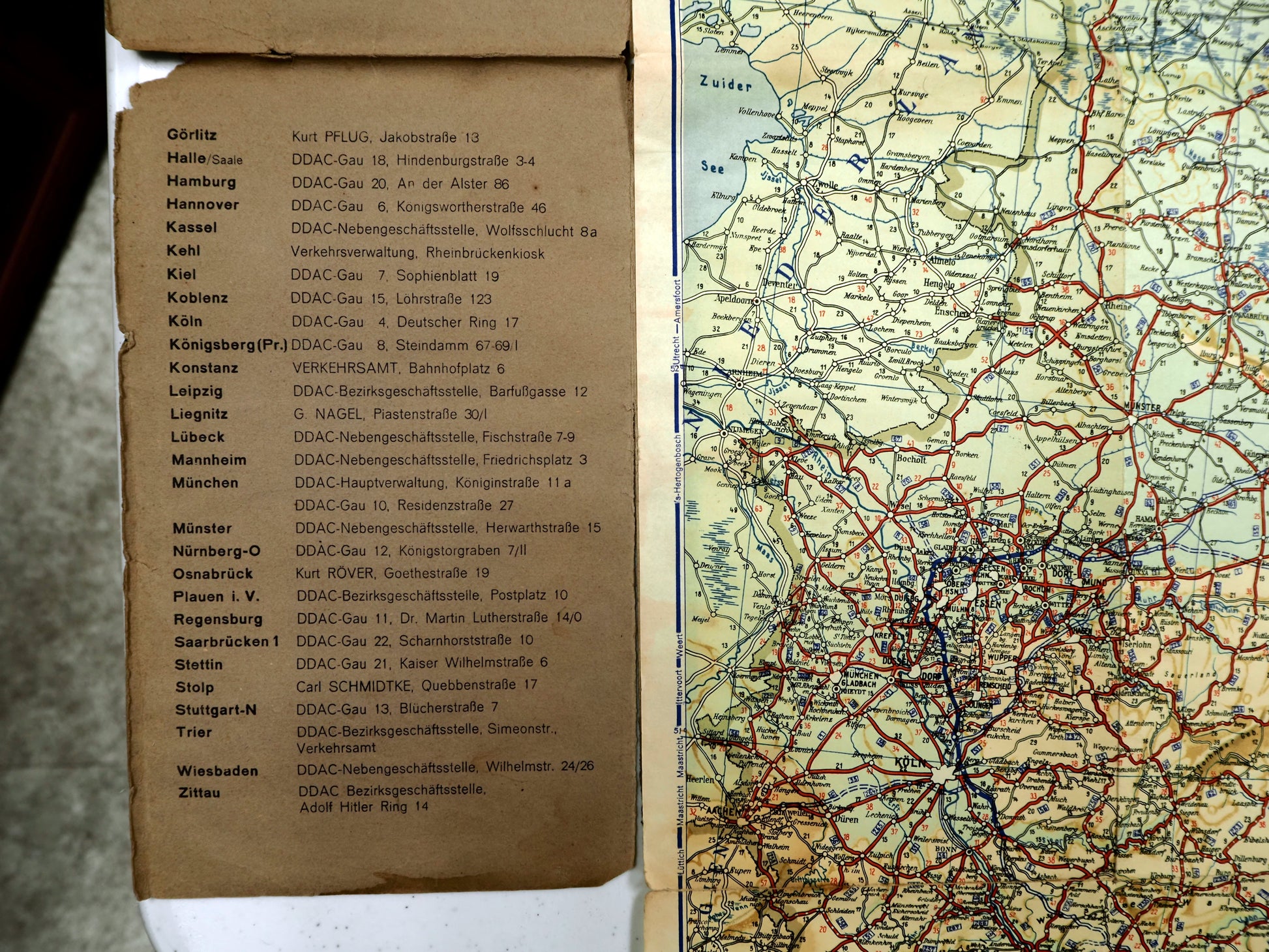 German D.D.A.C. Automobile Club Grouping | Stick Pin, BeVo Patch & 1939 Road Map | WW2 Grouping