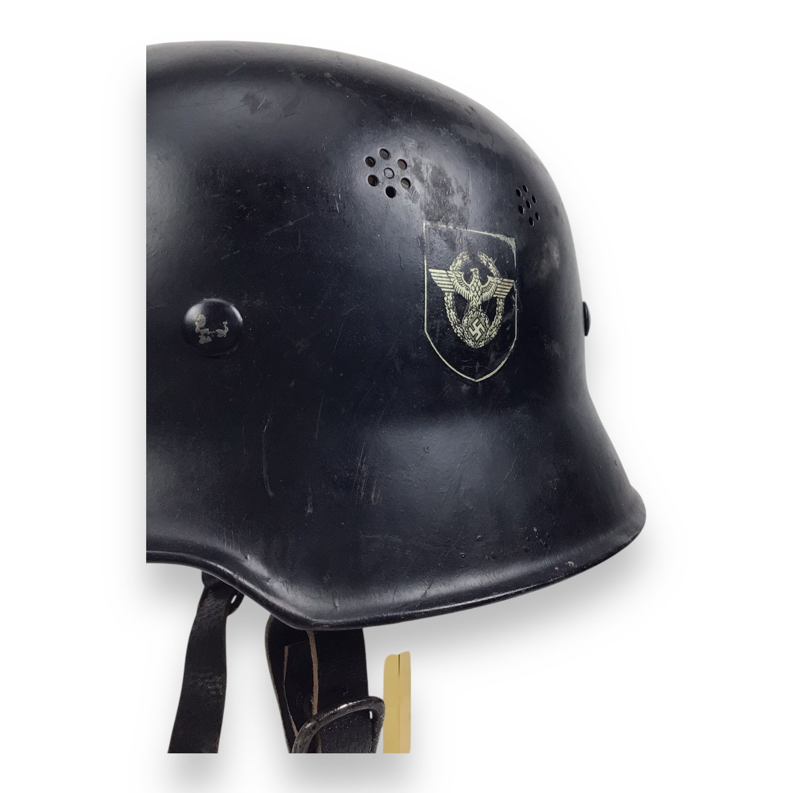 German M34 Stahlhelm DOUBLE Decal Fire (Civil) Police Steel Helmet with Police Decal - WW2