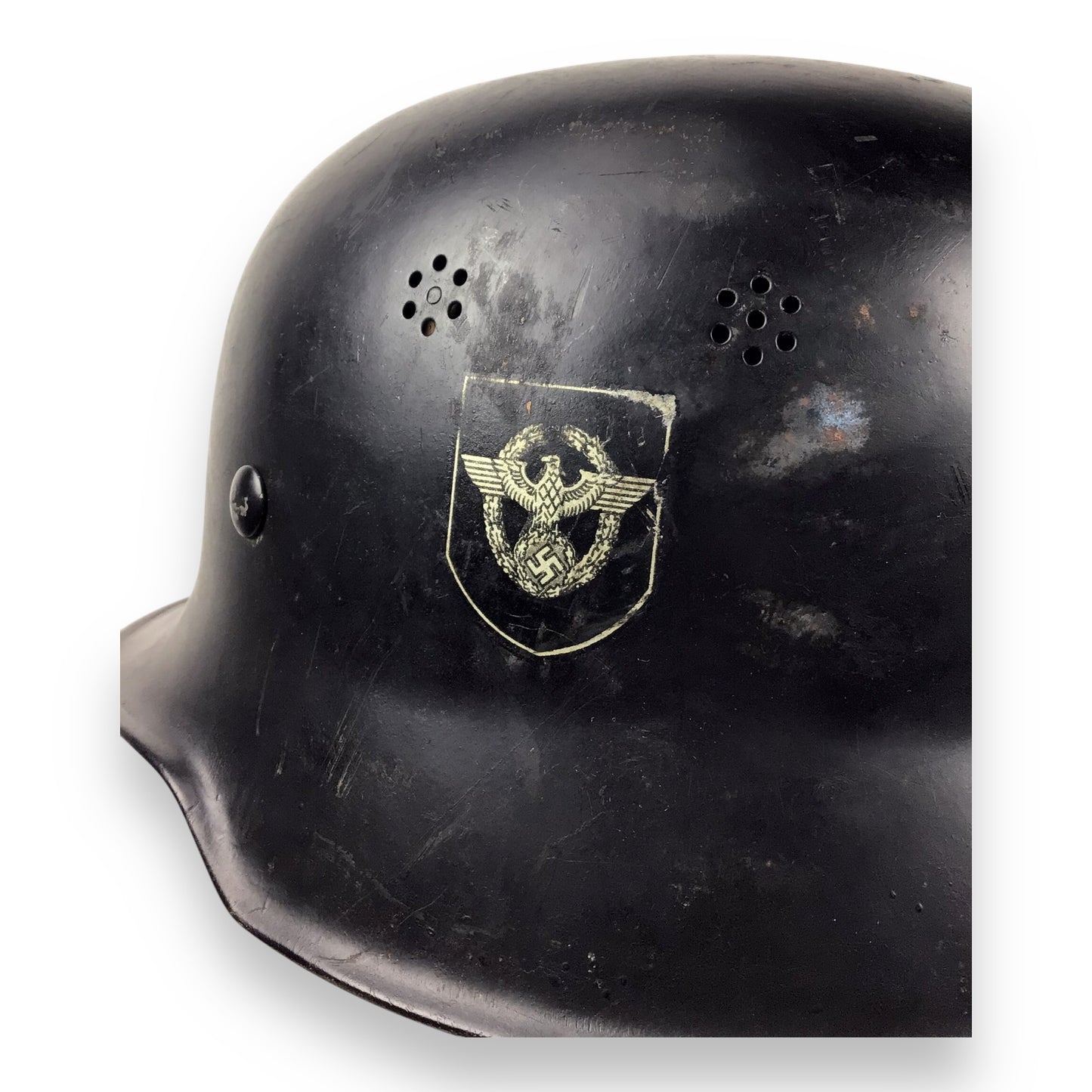 German M34 Stahlhelm DOUBLE Decal Fire (Civil) Police Steel Helmet with Police Decal - WW2