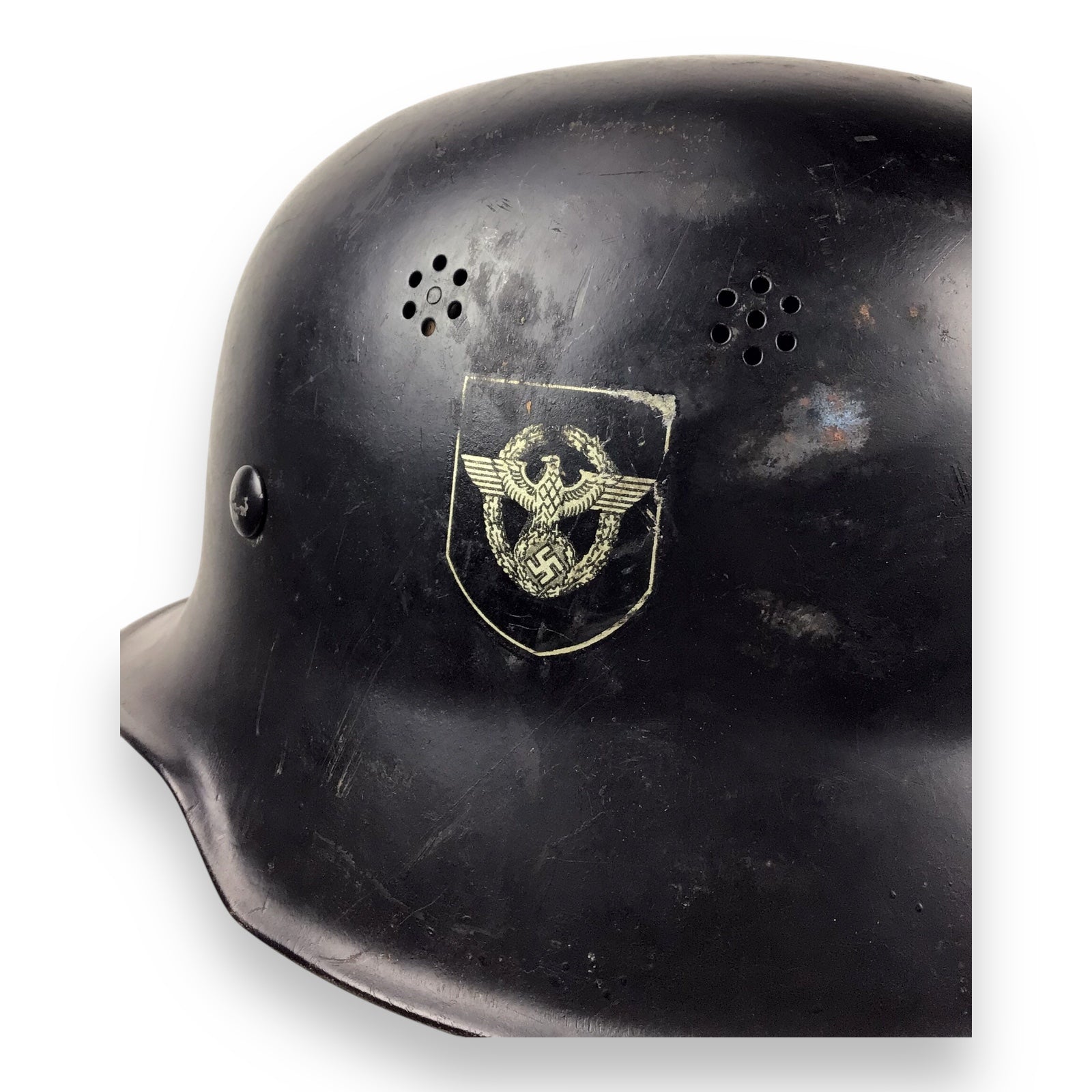 German M34 Stahlhelm DOUBLE Decal Fire (Civil) Police Steel Helmet with Police Decal - WW2