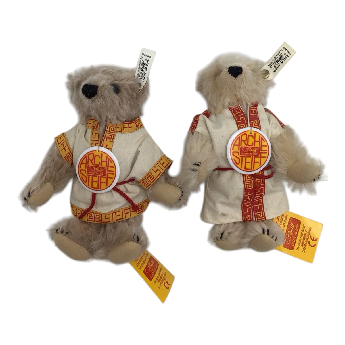 German Steiff Miniature Mohair Animals Pair w/ Makers Label Noah Ark Bears 038006