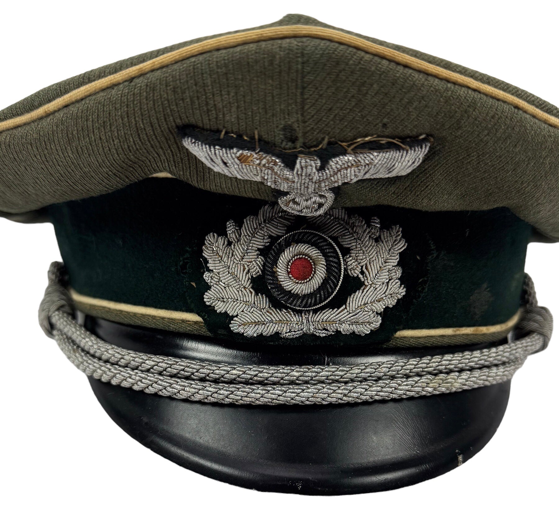 German WW2 Army Heer Infantry Senior Officer Schirmmütze Peaked Hat Cap Visor w/ Bullion Eagle