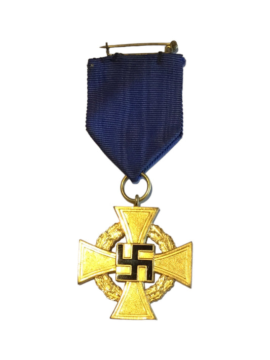 German WW2 Civil Service Cross in Gold 40 Years Service with ribbon and pin intact