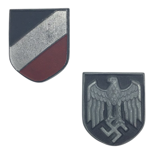 German WW2 DAK Pith Helmet Insignia Flag & Eagle Pair