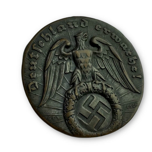 German WW2 "Deutschland Erwache" Mirror - Marked "Ges. Gesch."