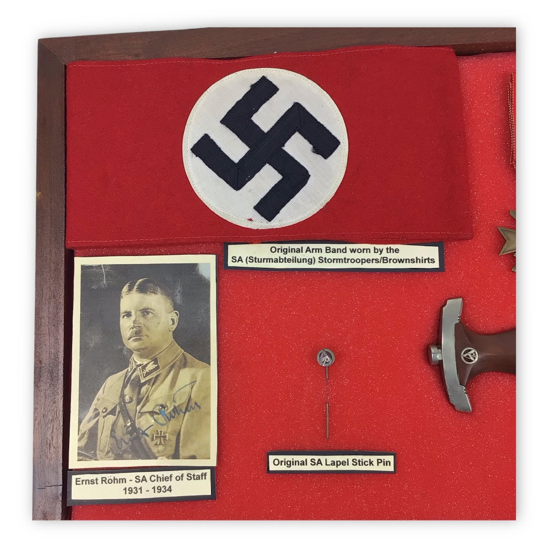 German WW2 Full Ground Röhm SA Dagger Display w/ Wartime SA Collection