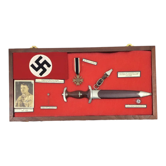 German WW2 Full Ground Röhm SA Dagger Display w/ Wartime SA Collection