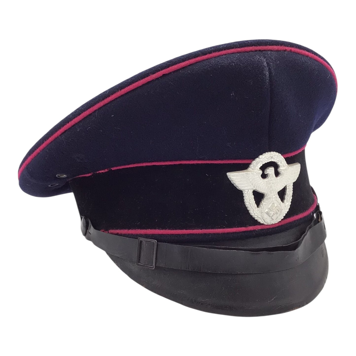 German WW2 German Fire Police Feuerschutzpolizei NCO Visor Peaked Cap Schirmmutze Size 57, Maker Marked "Gottfried Geibel Homberg-O-Hessen"