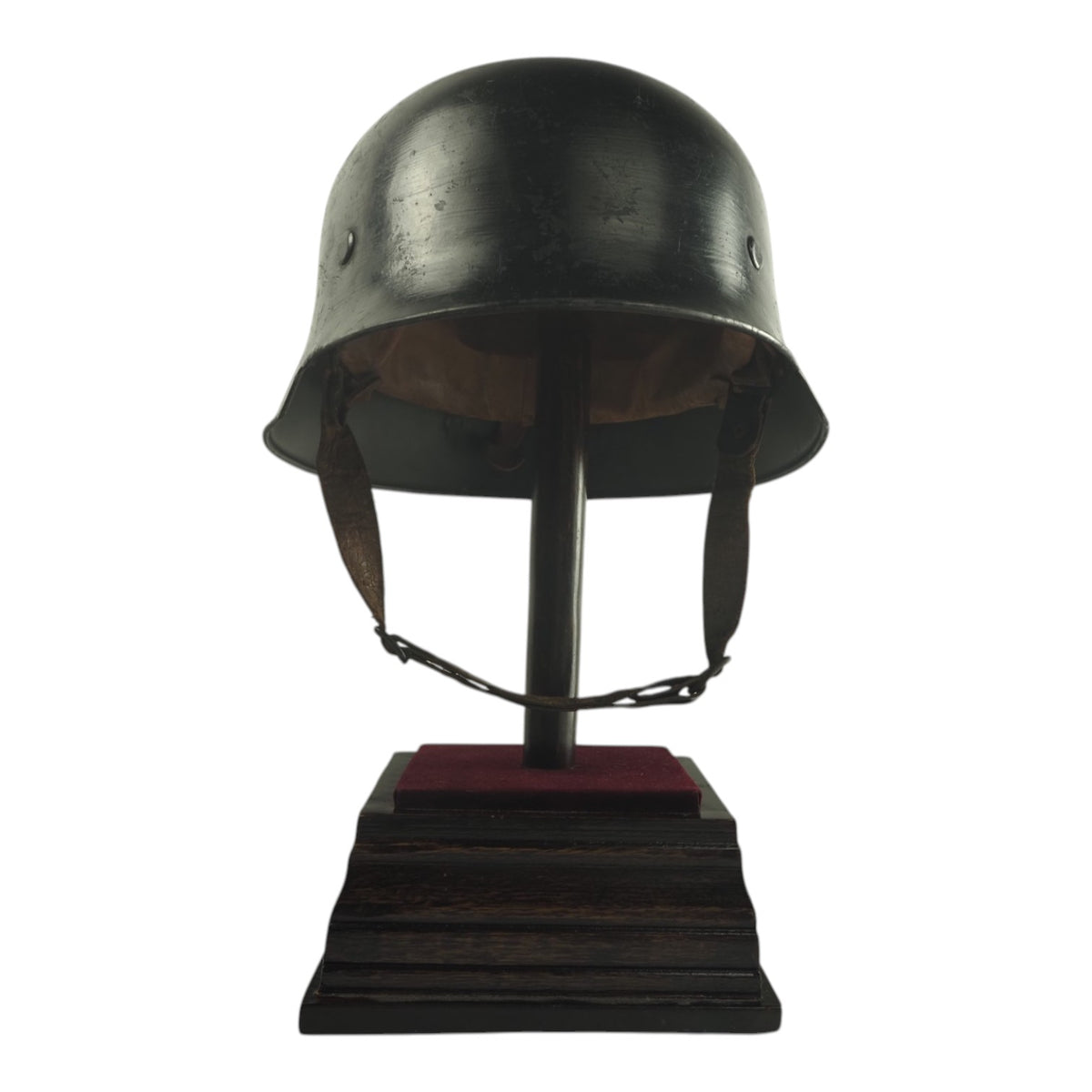 German WW2 Hitler Youth Parade M34 Fire Protection Police Style Helmet Double Decal, stamped and Named - a Rare Helmet!