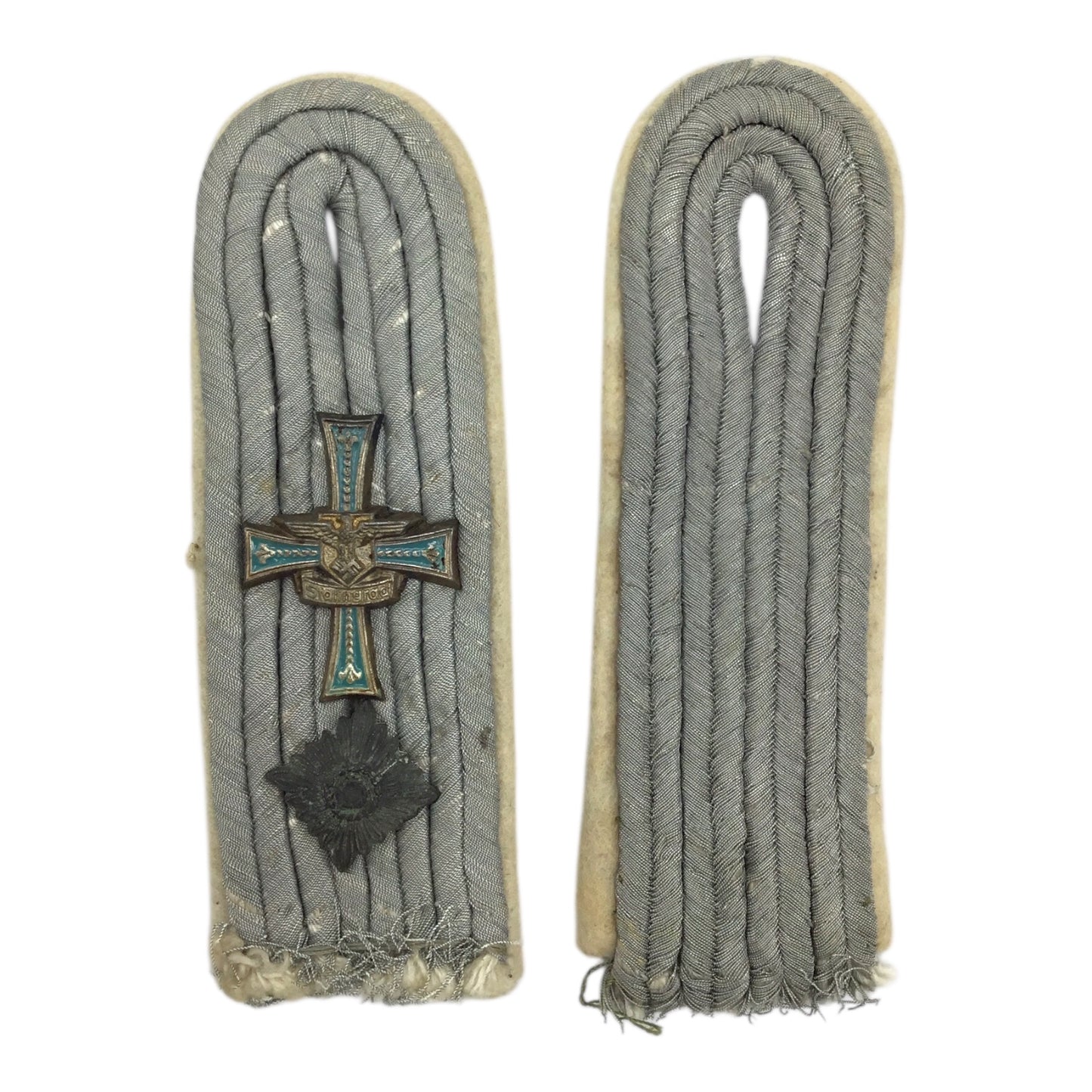 German WW2 Infantry Officer Oberleutnant Shoulder Boards with Rare Stalingrad Cross | Hoch- und Deutschmeister