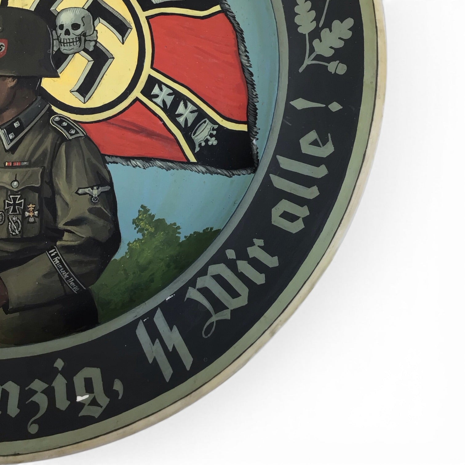 German WW2 Leibstandarte Adolf Hitler SS Heimwehr “Danzig" Painted Reich Award Plate EXTREMELY RARE!