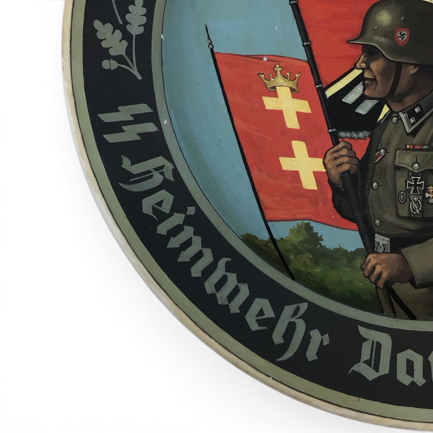 German WW2 Leibstandarte Adolf Hitler SS Heimwehr “Danzig" Painted Reich Award Plate EXTREMELY RARE!