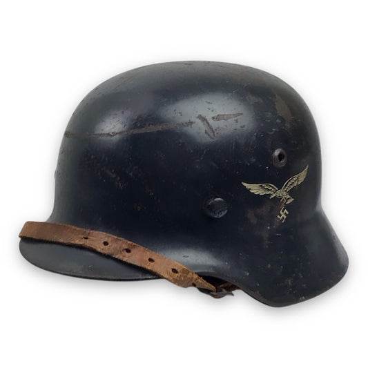 German WW2 Luftwaffe M35 SE64 Double Decal Helmet - Original Liner