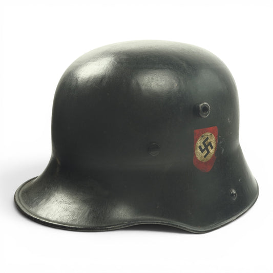 German WW2 M16 Allgemeine-SS Black Double Decal Transitional Helmet, Rare Size and Prod - W66