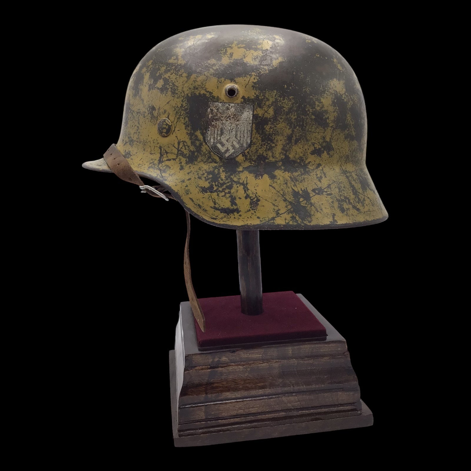 German WW2 M40 Heer Tropical Camouflage Combat Helmet - ET64 - DAK Style Camouflage