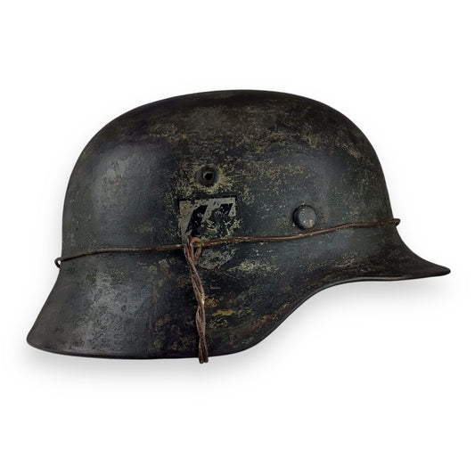 German WW2 M40 Waffen SS Double Decal SS Quist Runes Steel Helmet